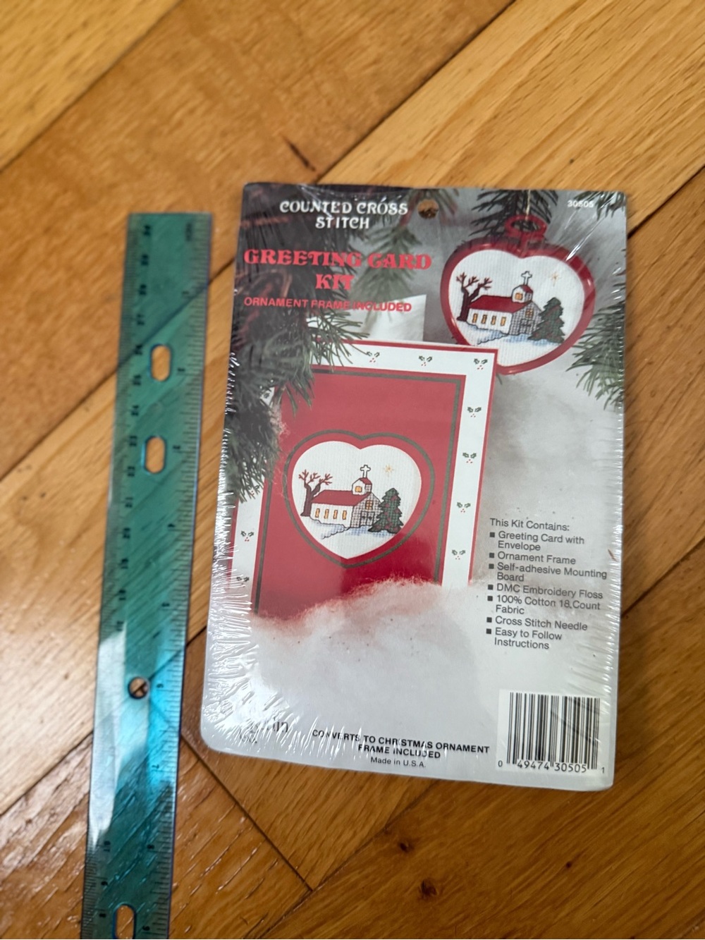 Greeting Card Kit - Red/White Holiday Ornament